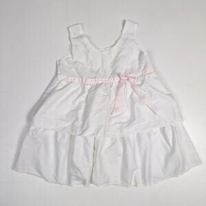 Vtg Sears White Slip Girls Sz 4-5T Pink Eyelet Basic Layering Staple